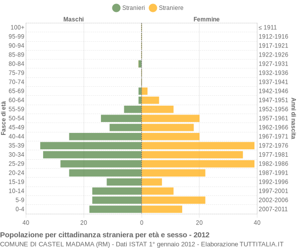 Grafico cittadini stranieri - Castel Madama 2012
