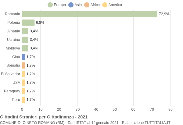 Grafico cittadinanza stranieri - Cineto Romano 2021