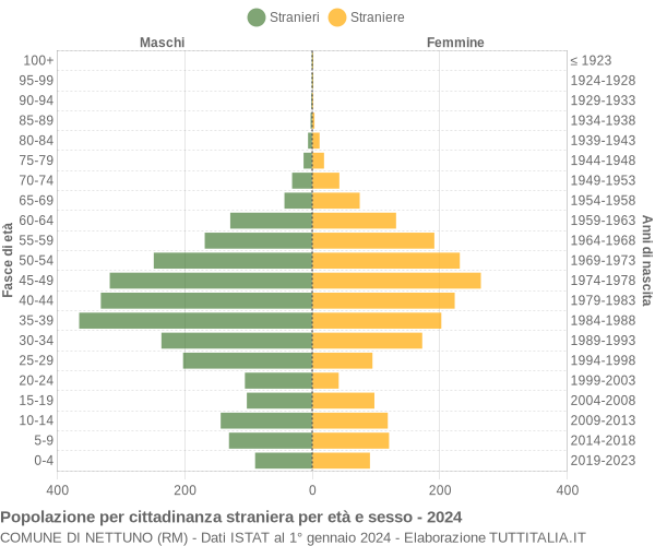 Grafico cittadini stranieri - Nettuno 2024