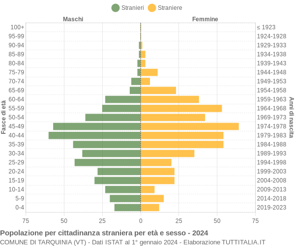 Grafico cittadini stranieri - Tarquinia 2024