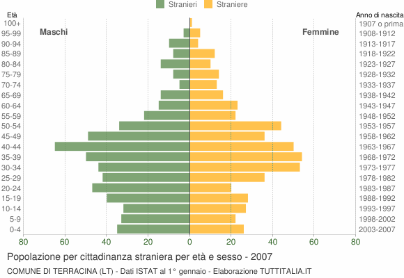 Grafico cittadini stranieri - Terracina 2007