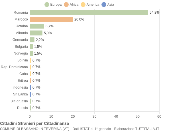 Grafico cittadinanza stranieri - Bassano in Teverina 2019