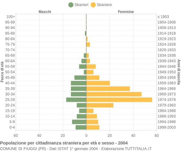 Grafico cittadini stranieri - Fiuggi 2004