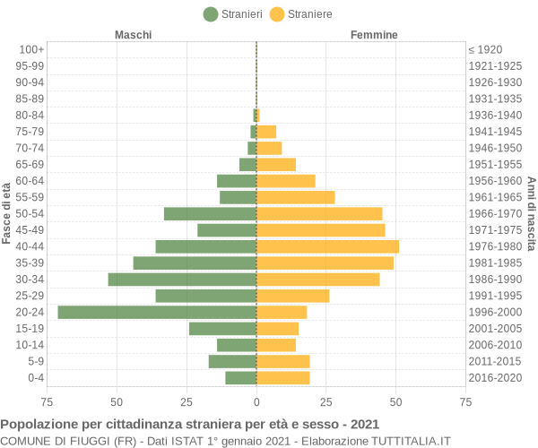 Grafico cittadini stranieri - Fiuggi 2021