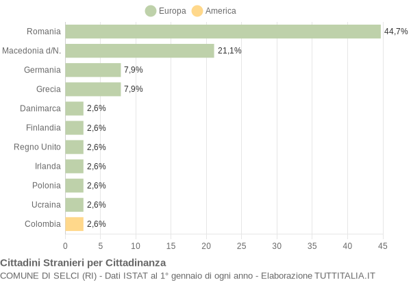 Grafico cittadinanza stranieri - Selci 2006