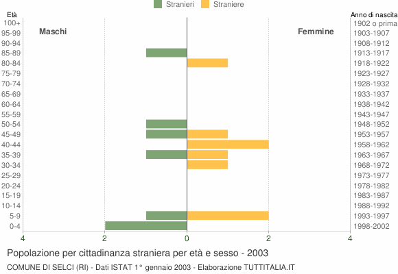 Grafico cittadini stranieri - Selci 2003