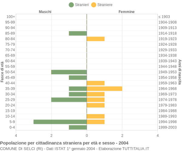 Grafico cittadini stranieri - Selci 2004