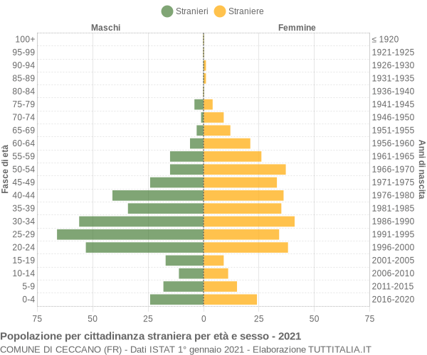 Grafico cittadini stranieri - Ceccano 2021