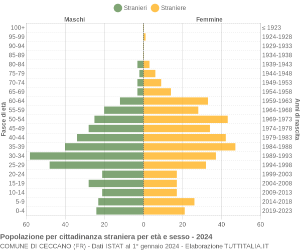 Grafico cittadini stranieri - Ceccano 2024