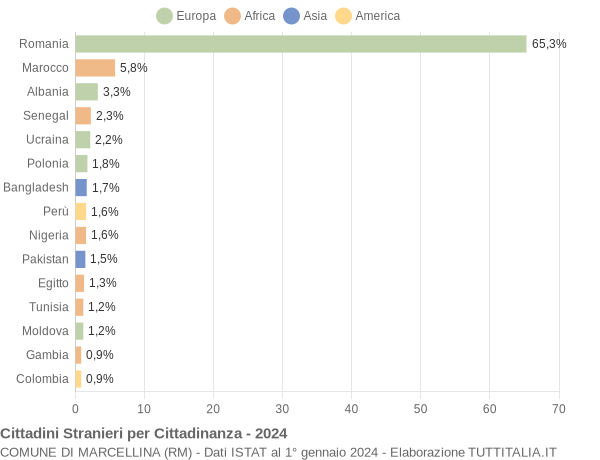 Grafico cittadinanza stranieri - Marcellina 2024