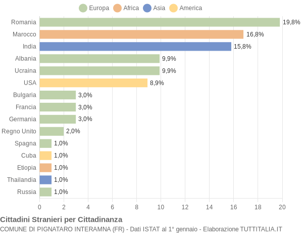 Grafico cittadinanza stranieri - Pignataro Interamna 2013