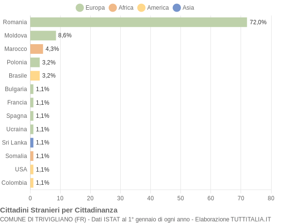 Grafico cittadinanza stranieri - Trivigliano 2017