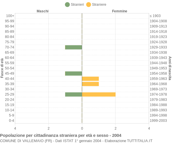 Grafico cittadini stranieri - Vallemaio 2004