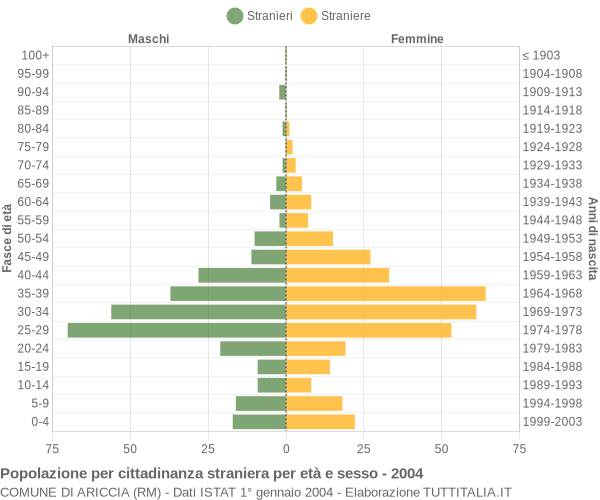 Grafico cittadini stranieri - Ariccia 2004
