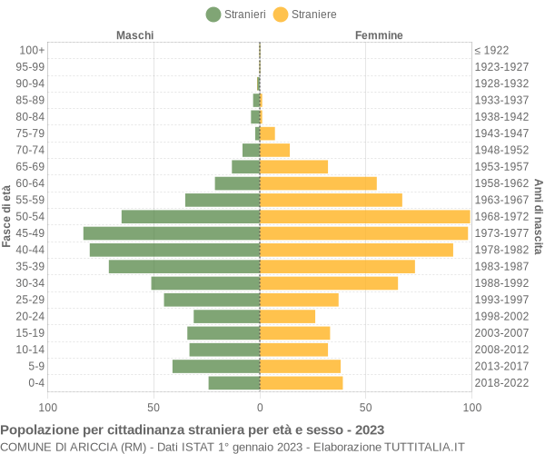 Grafico cittadini stranieri - Ariccia 2023