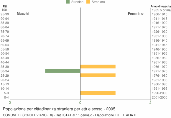Grafico cittadini stranieri - Concerviano 2005