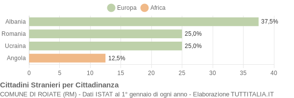 Grafico cittadinanza stranieri - Roiate 2008