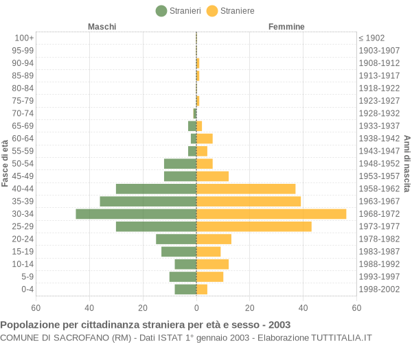 Grafico cittadini stranieri - Sacrofano 2003