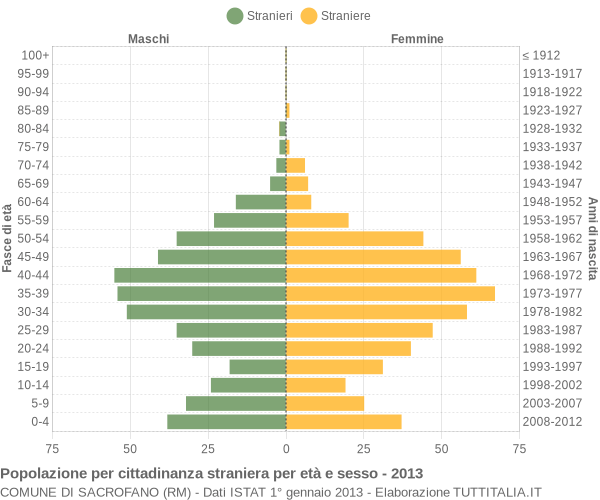 Grafico cittadini stranieri - Sacrofano 2013