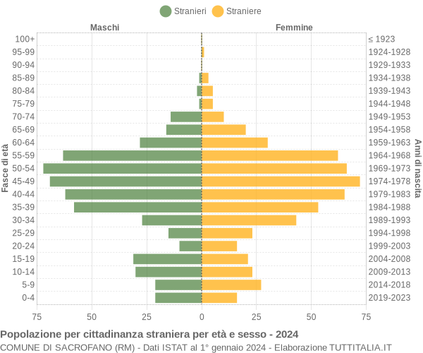 Grafico cittadini stranieri - Sacrofano 2024