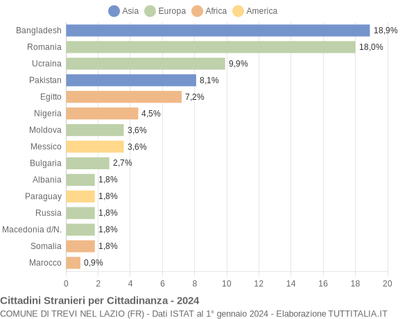 Grafico cittadinanza stranieri - Trevi nel Lazio 2024