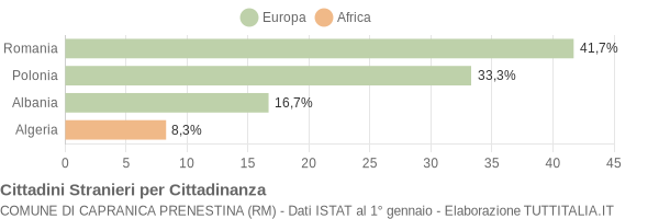 Grafico cittadinanza stranieri - Capranica Prenestina 2007