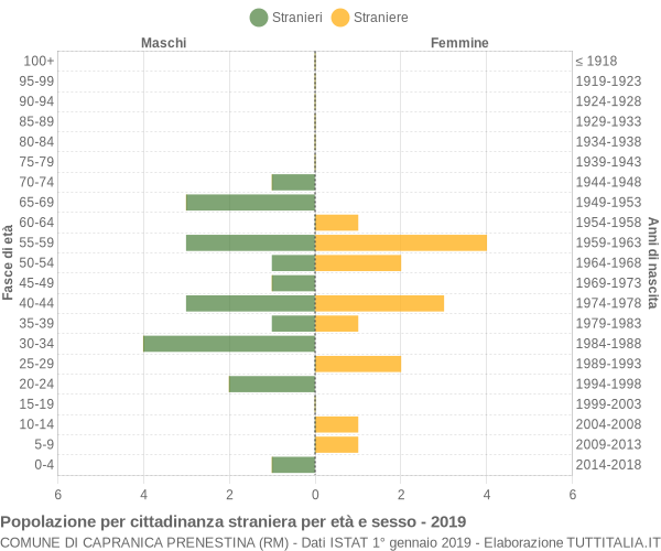 Grafico cittadini stranieri - Capranica Prenestina 2019