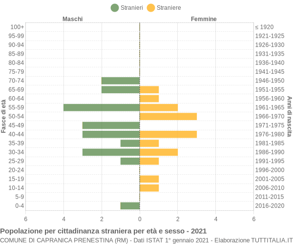 Grafico cittadini stranieri - Capranica Prenestina 2021