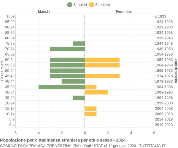 Grafico cittadini stranieri - Capranica Prenestina 2024