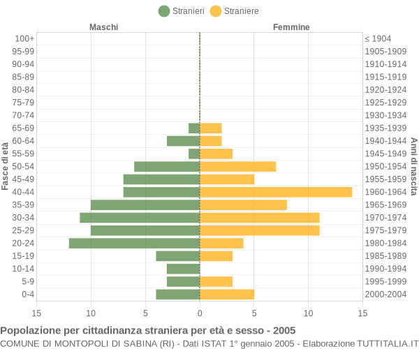 Grafico cittadini stranieri - Montopoli di Sabina 2005