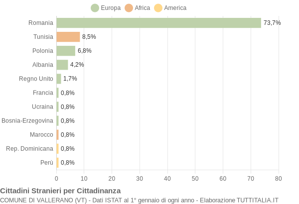 Grafico cittadinanza stranieri - Vallerano 2006