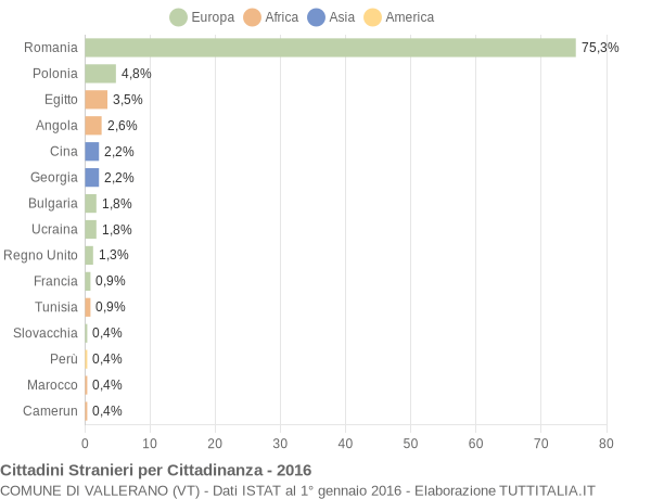 Grafico cittadinanza stranieri - Vallerano 2016