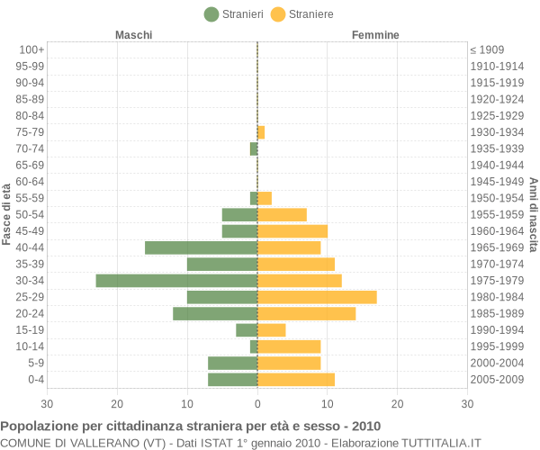 Grafico cittadini stranieri - Vallerano 2010