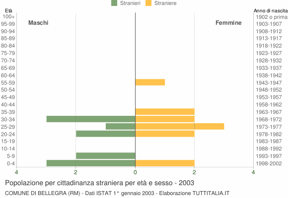 Grafico cittadini stranieri - Bellegra 2003