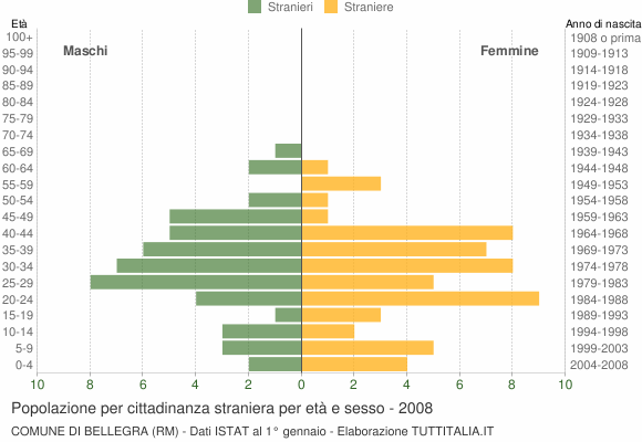 Grafico cittadini stranieri - Bellegra 2008