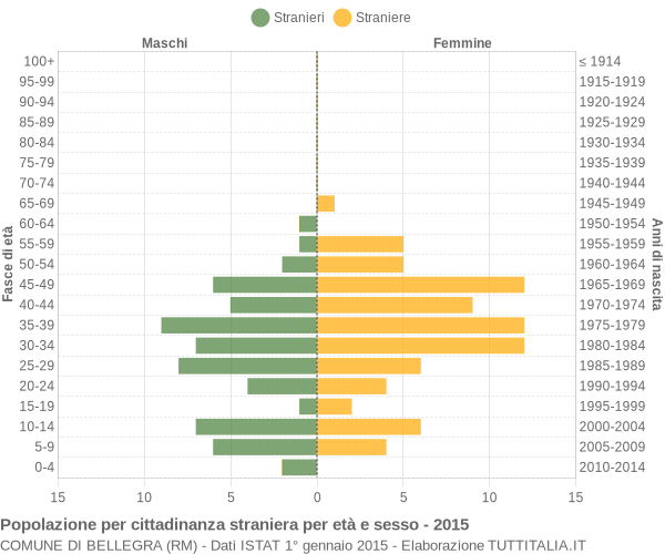 Grafico cittadini stranieri - Bellegra 2015