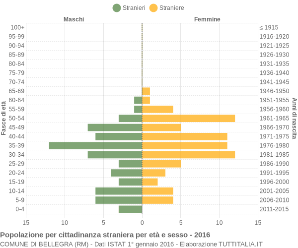 Grafico cittadini stranieri - Bellegra 2016