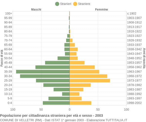 Grafico cittadini stranieri - Velletri 2003