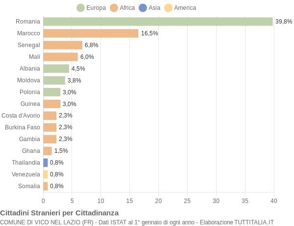 Grafico cittadinanza stranieri - Vico nel Lazio 2020