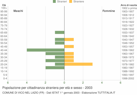 Grafico cittadini stranieri - Vico nel Lazio 2003