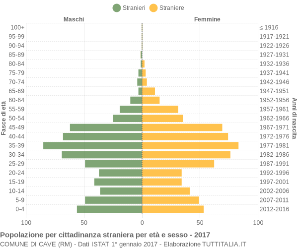 Grafico cittadini stranieri - Cave 2017