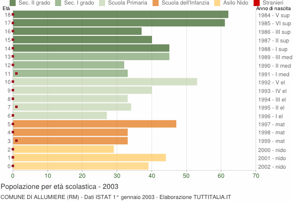 Grafico Popolazione in età scolastica - Allumiere 2003