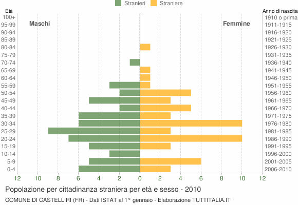 Grafico cittadini stranieri - Castelliri 2010