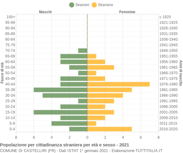 Grafico cittadini stranieri - Castelliri 2021