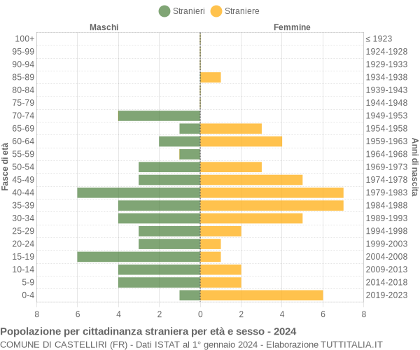 Grafico cittadini stranieri - Castelliri 2024