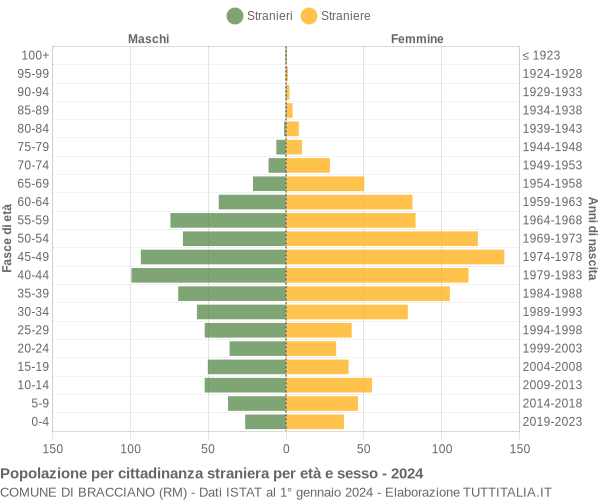 Grafico cittadini stranieri - Bracciano 2024