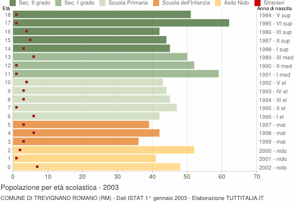 Grafico Popolazione in età scolastica - Trevignano Romano 2003