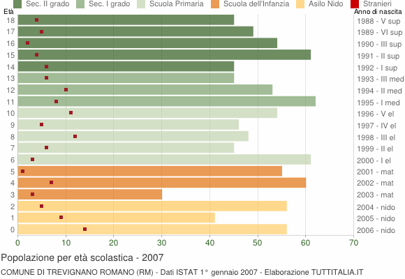 Grafico Popolazione in età scolastica - Trevignano Romano 2007