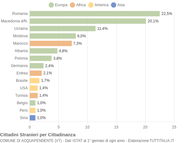 Grafico cittadinanza stranieri - Acquapendente 2011