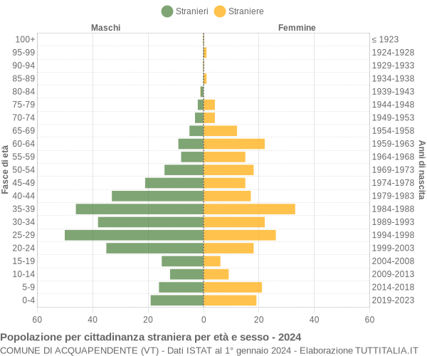 Grafico cittadini stranieri - Acquapendente 2024